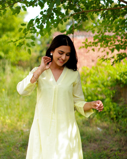 Urban Yellow Mulmul Kurta Set