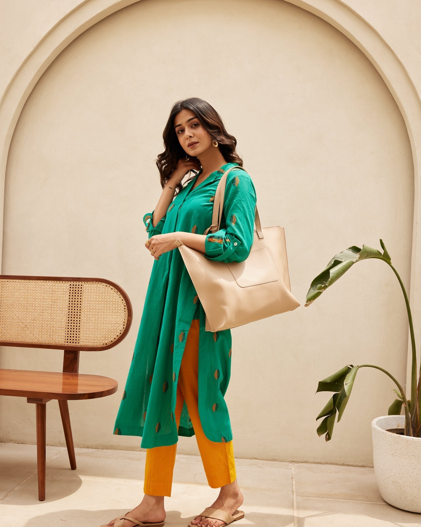 Green Organic Cotton Kurta Set