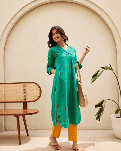 Green Organic Cotton Kurta Set
