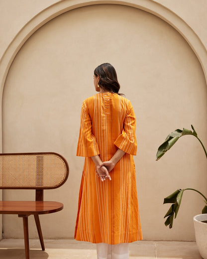 Organic Orange Striped Kurta Set