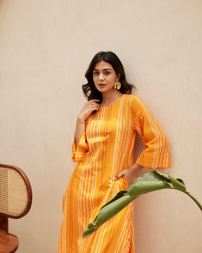 Organic Orange Striped Kurta Set