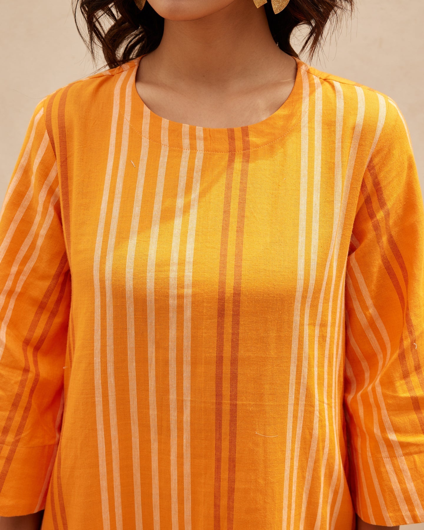 Organic Orange Striped Kurta Set