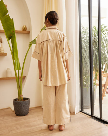 Solid Beige Cotton co-ord set