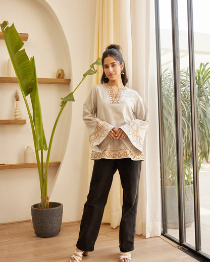 Grey Threaded Treasure Top