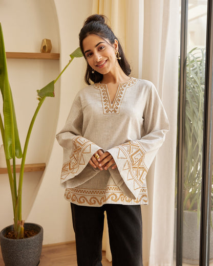 Grey Threaded Treasure Top
