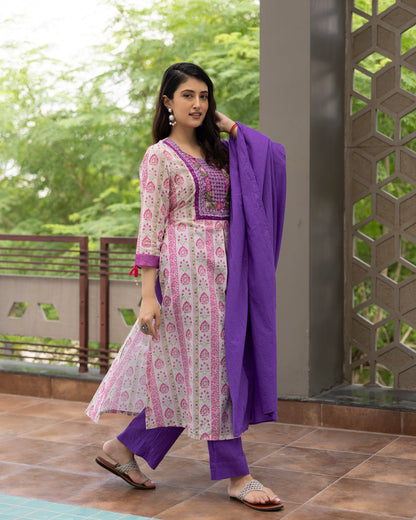 Purple Grace Mulmul Suit Set