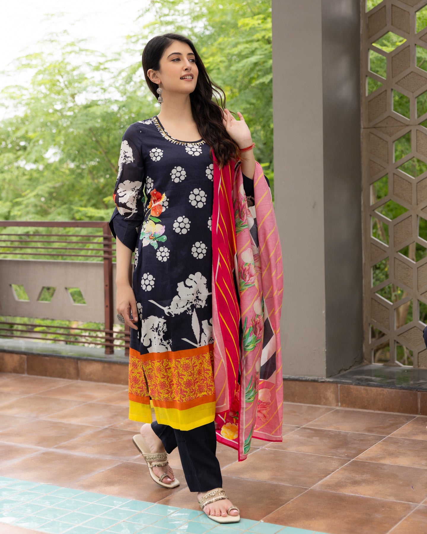 Midnight Garden Muslin Suit Set