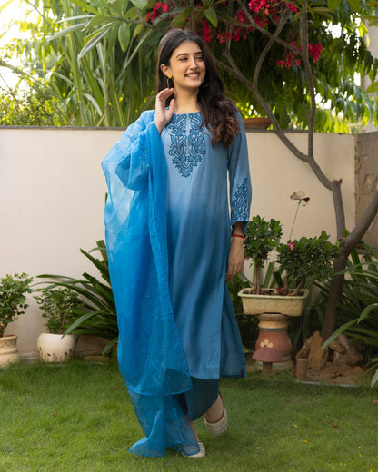 Blue Ombre Suit Set