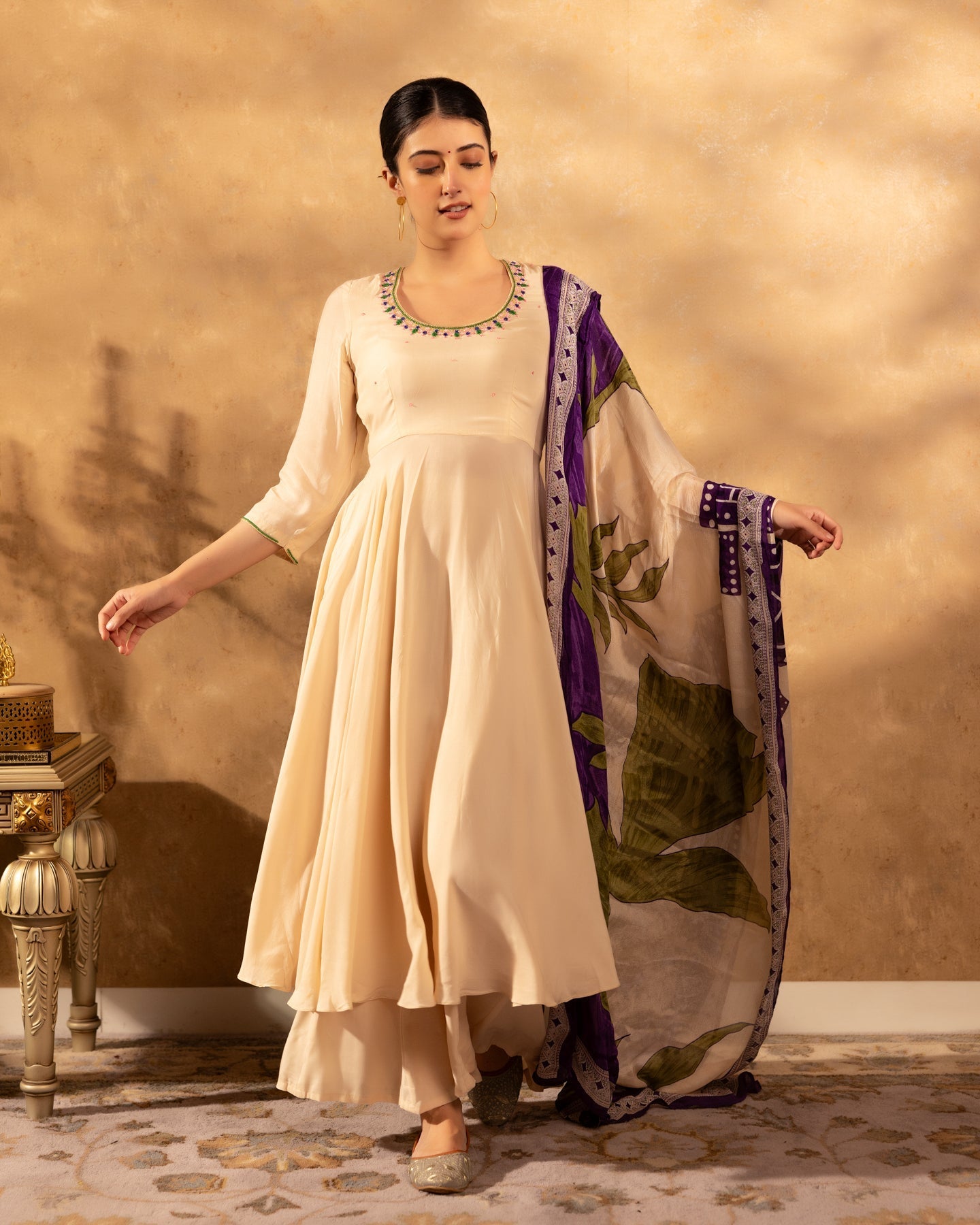 Beige Beauty Muslin Suit Set
