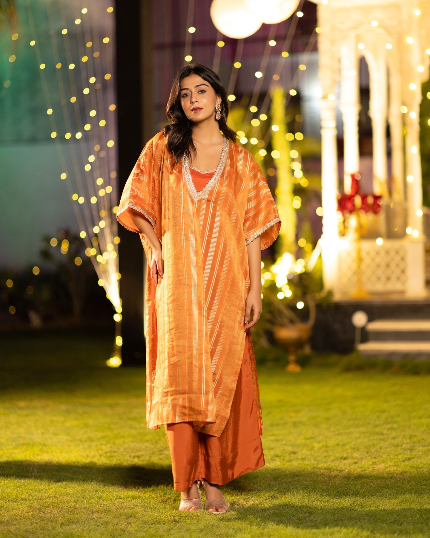 Rust Stripes kurta set Set