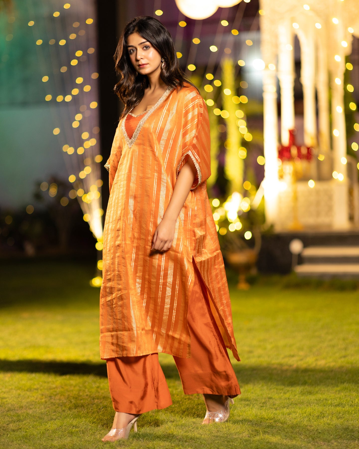 Rust Stripes kurta set Set