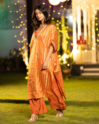 Rust Stripes kurta set Set