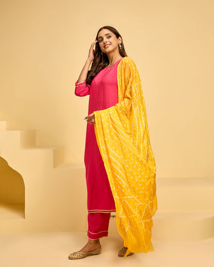 Pink Rayon Suit Set