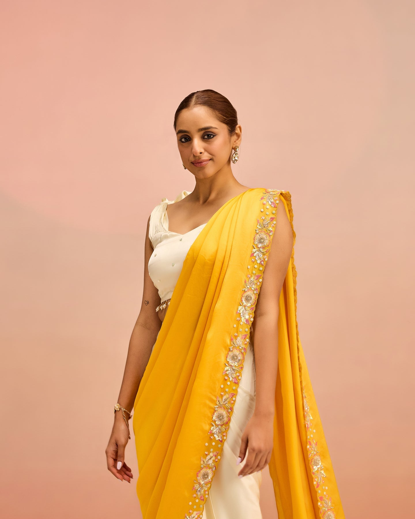 Yellow Mellow Drama Saree