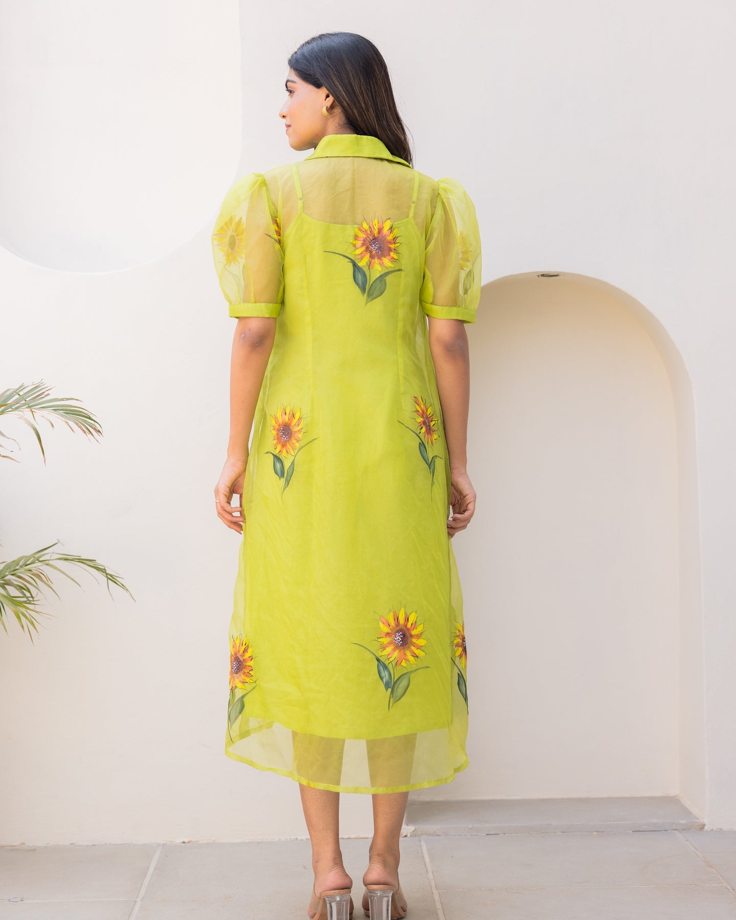 Lime Organza Shirt Dress