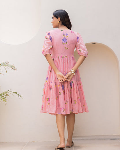 Pink Floral Kota Dress