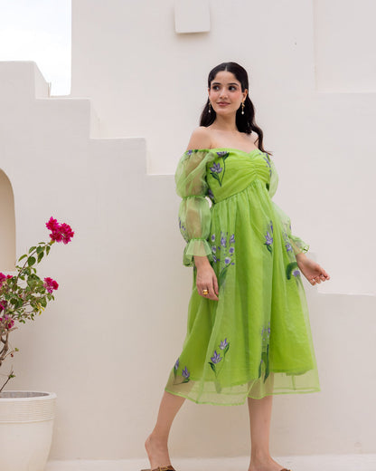 Leaf Organza Floral Dress