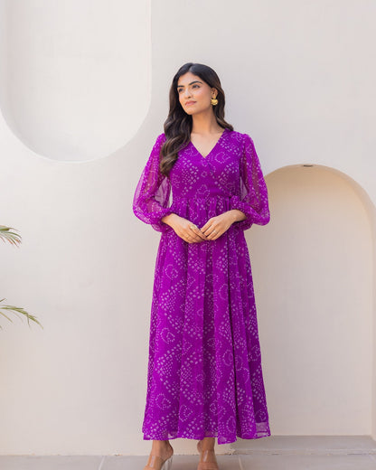 Purple Bandhani Dress