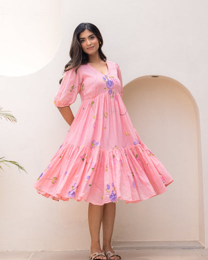 Pink Floral Kota Dress