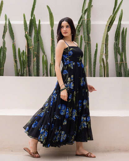 Black Strappy Chiffon Dress