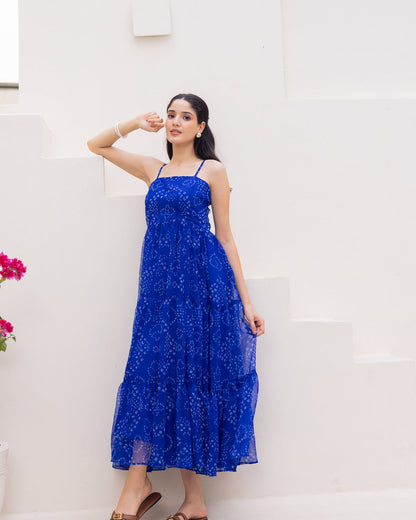 Blue Chiffon Strappy Dress