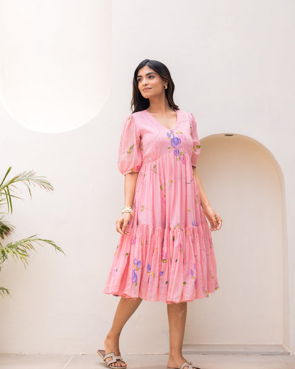 Pink Floral Kota Dress
