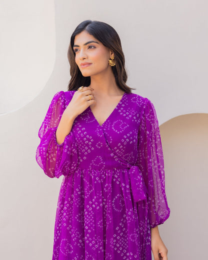 Purple Bandhani Dress