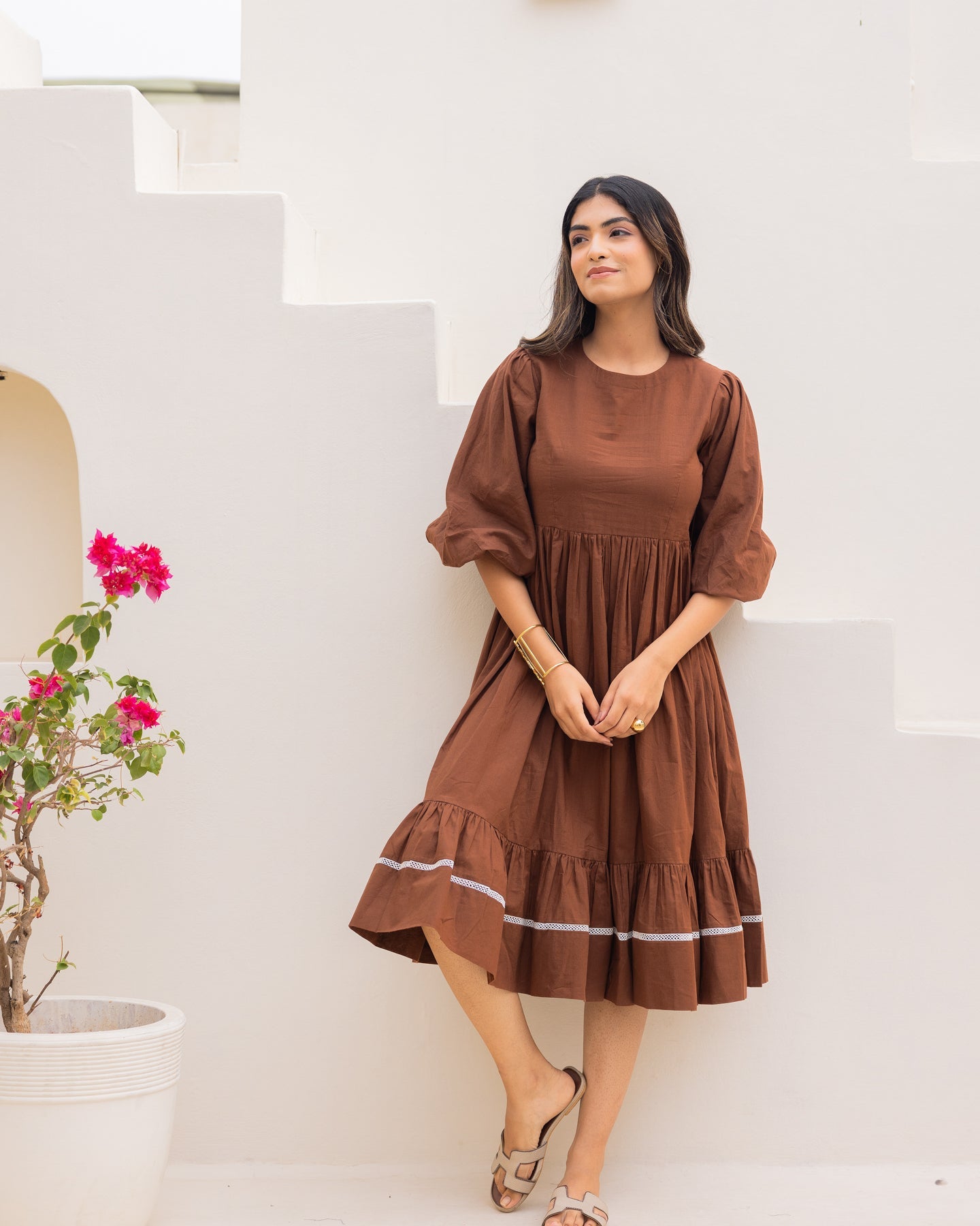 Brown Pure Cotton Dress