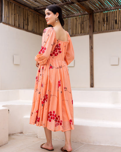 Peach Floral Kota Dress