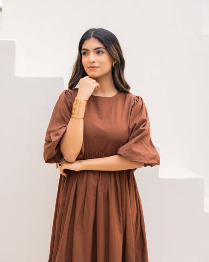 Brown Pure Cotton Dress