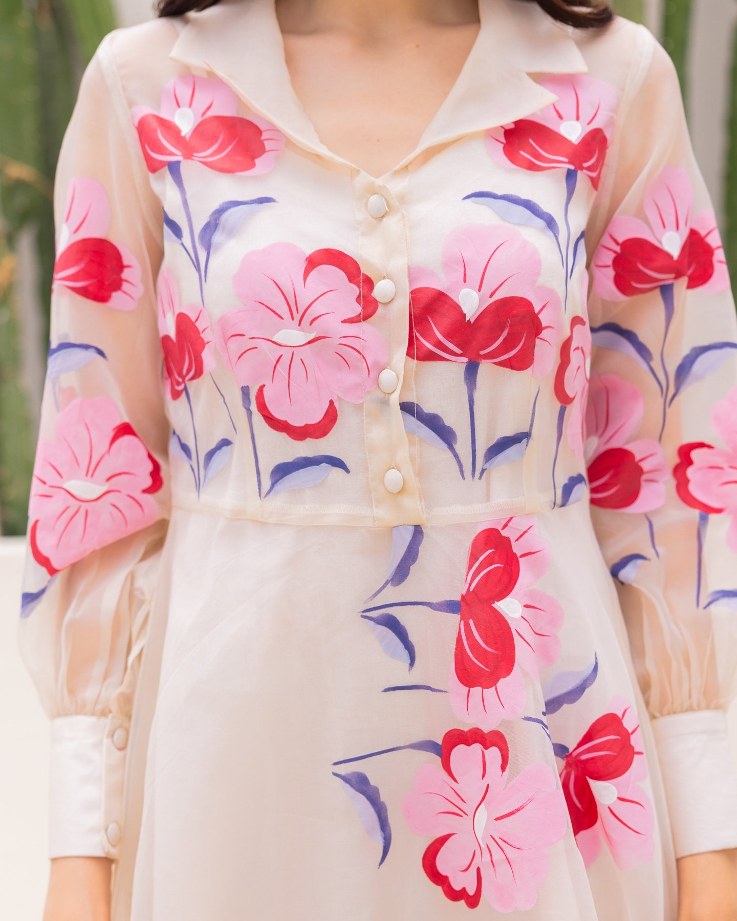 Off-white Organza Floral Dress
