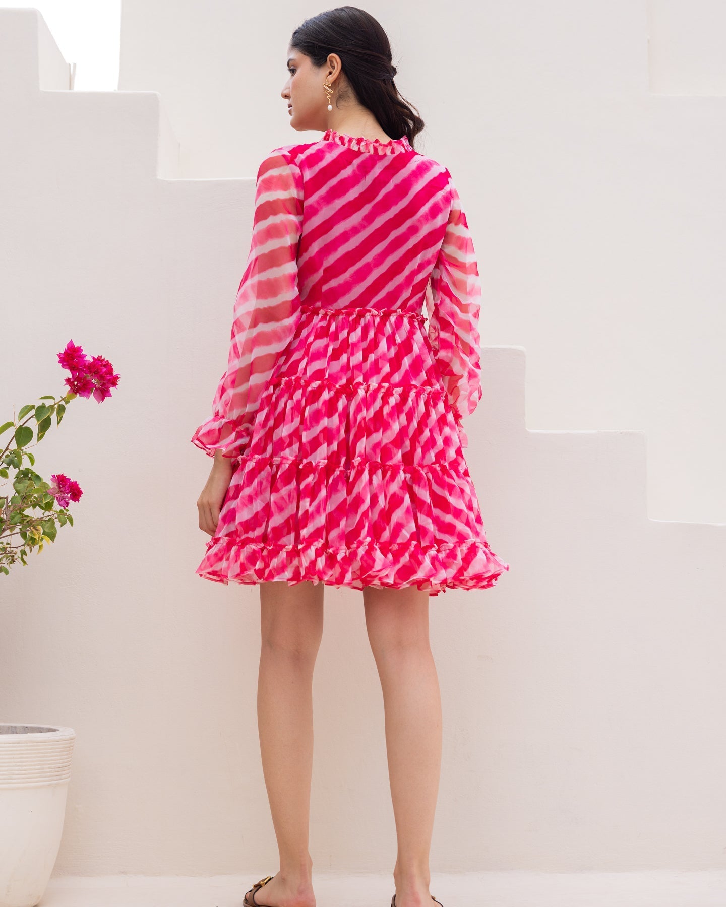 Pink Leheriya Chiffon Dress
