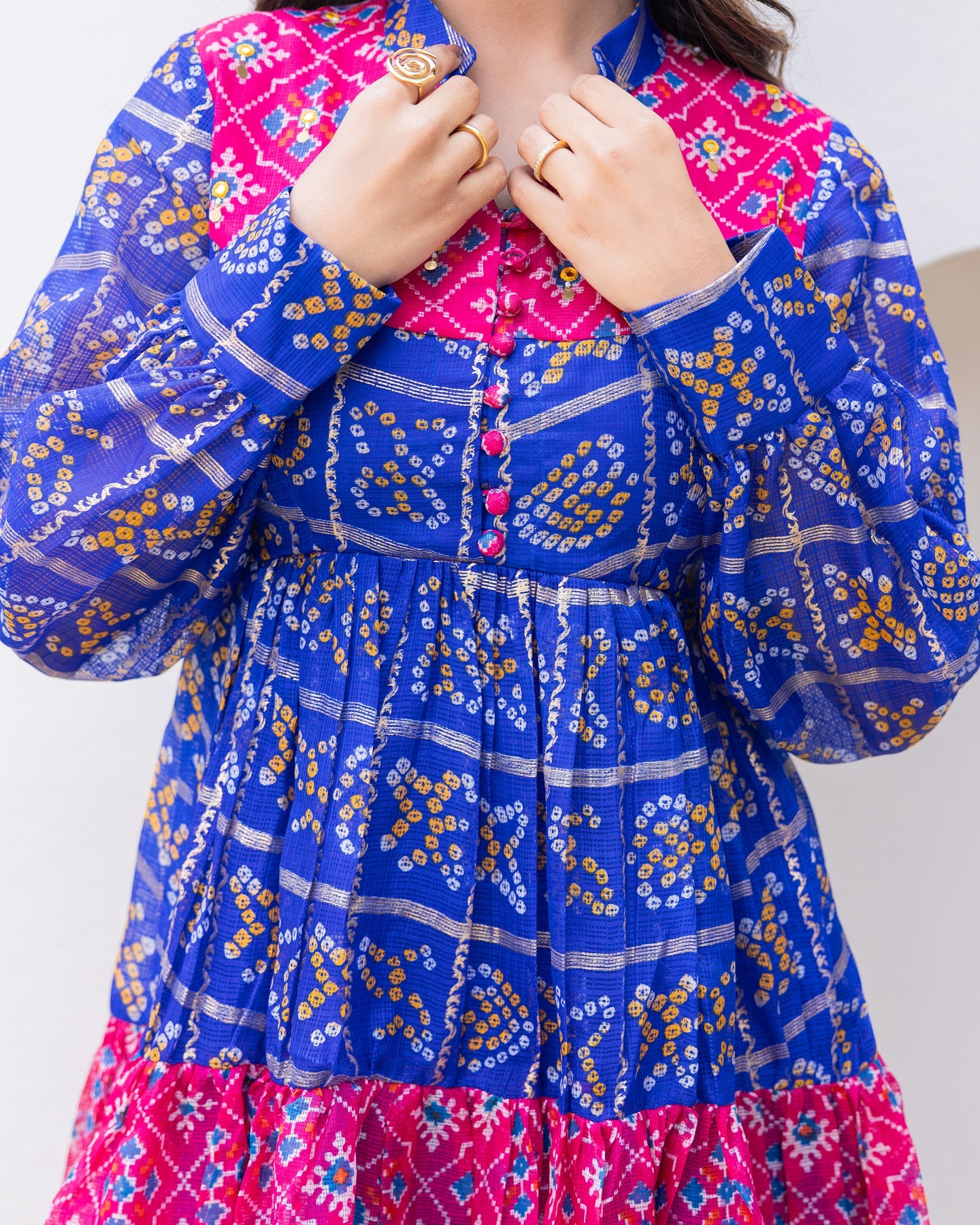 Two Tone Bandhani Dress