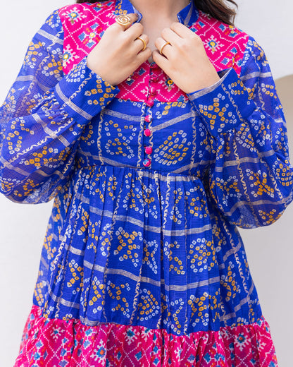 Two Tone Bandhani Dress