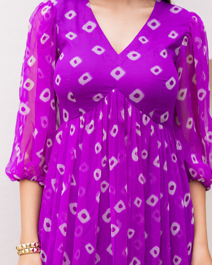 Bandhani Purple Maxi Dress