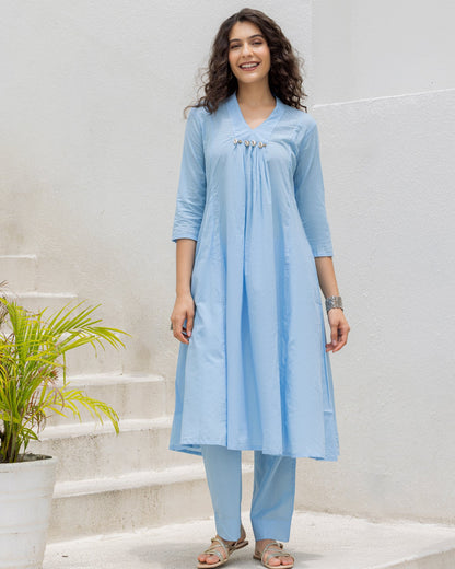 Blue Cotton Kurta Set