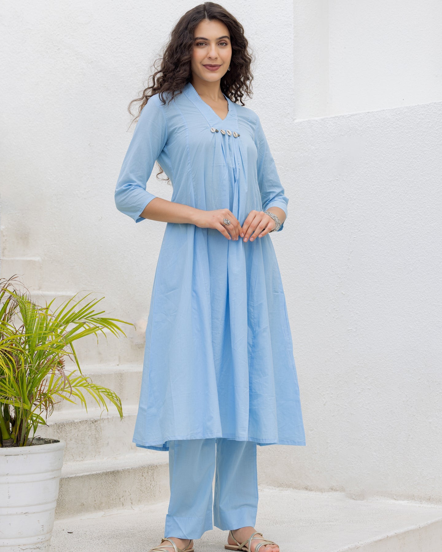 Blue Cotton Kurta Set