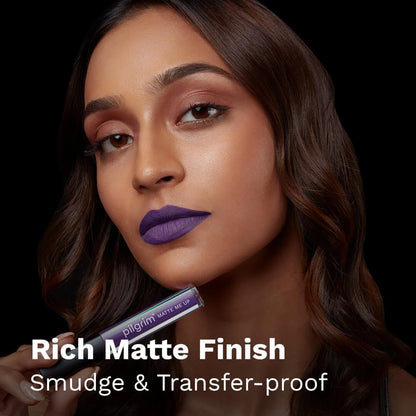 Pilgrim Matte Me Up! All Day Rich Colour Non-Drying And Transfer Proof Liquid Lipstick purple lust 3 MILLI_LITRE