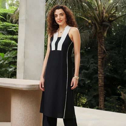 Contrast Linear Kurta Set