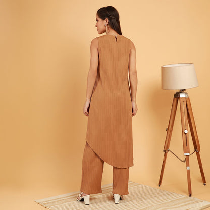 Textured Wrap Kurta With Trousers