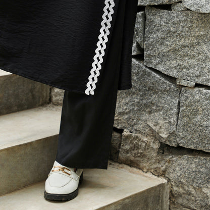 Contrast Swirl Kurta Set