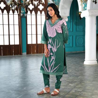 Contrast Tulips Kurta Set