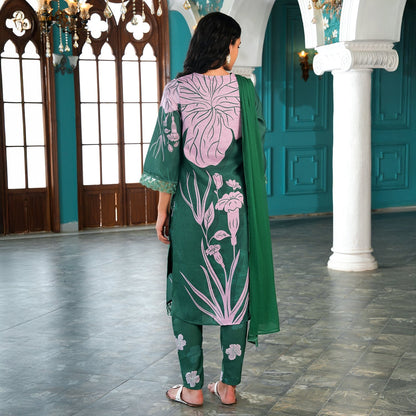 Contrast Tulips Kurta Set