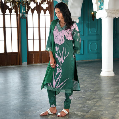Contrast Tulips Kurta Set