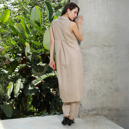 Lined Linen-Blend Kurta Set