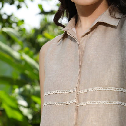 Lined Linen-Blend Kurta Set
