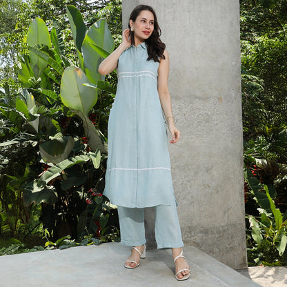Lined Linen-Blend Kurta Set