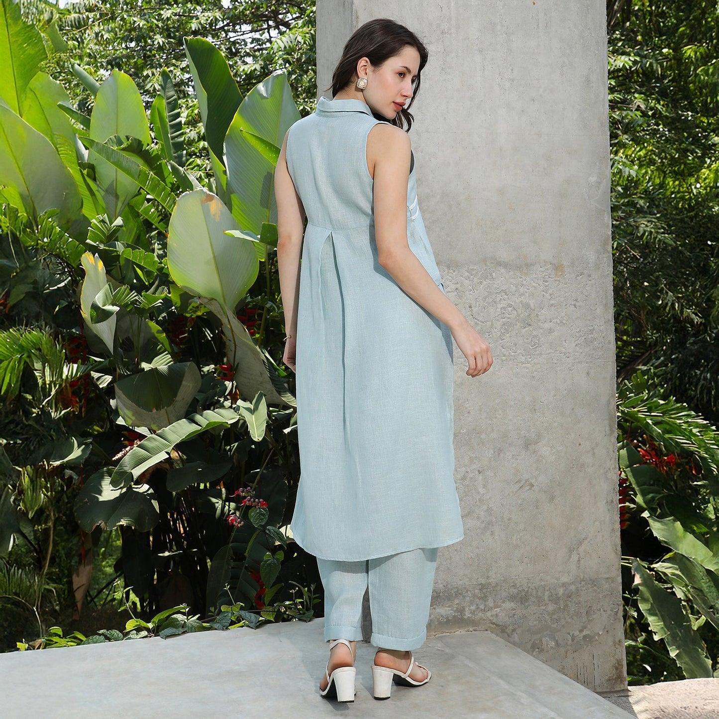 Lined Linen-Blend Kurta Set