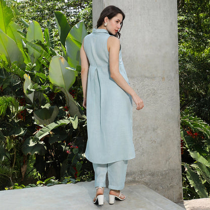 Lined Linen-Blend Kurta Set