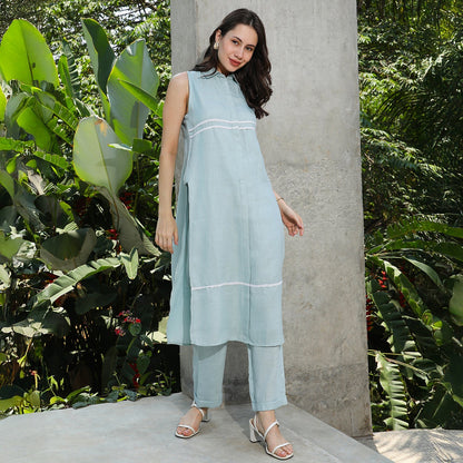 Lined Linen-Blend Kurta Set